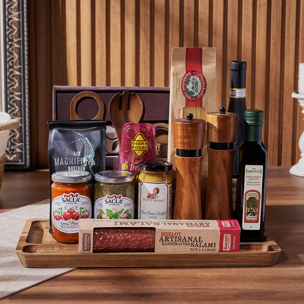 Little Italy Deluxe Wine Basket, wine gift, wine, pasta gift, pasta, coffee gift, coffee, Vancouver delivery