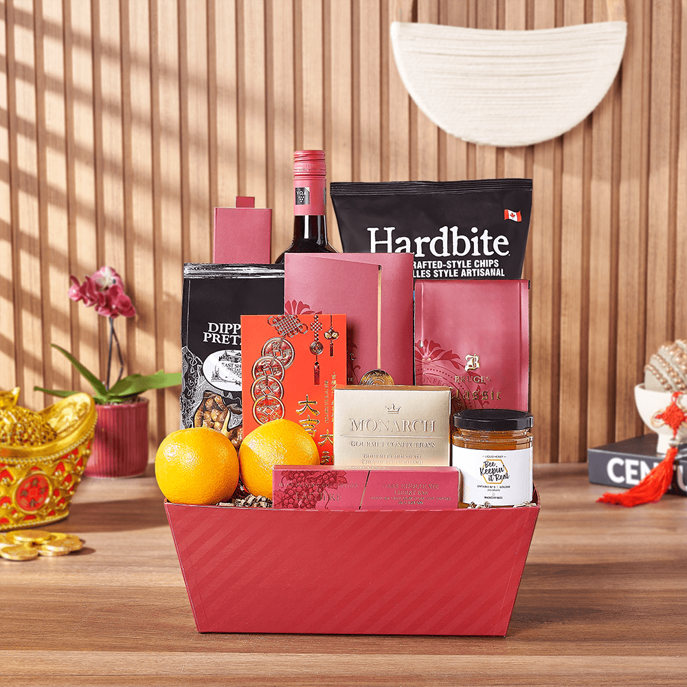 Lucky Wine &amp; Snack Gift Set, wine gift, wine, chinese new year gift, chinese new year, lunar new year gift, lunar new year, Vancouver delivery