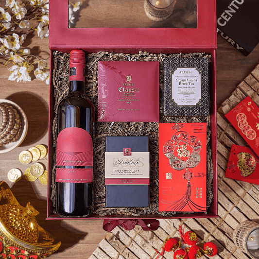 Lunar New Year Wine & Tea Box, wine gift, wine, chinese new year gift, chinese new year, lunar new year gift, lunar new year, Vancouver delivery