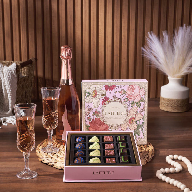 Luxe Treasures & Champagne Gift, champagne gift, champagne, sparkling wine gift, sparkling wine, chocolate gift, chocolate, mothers day gift, mothers day, Vancouver delivery