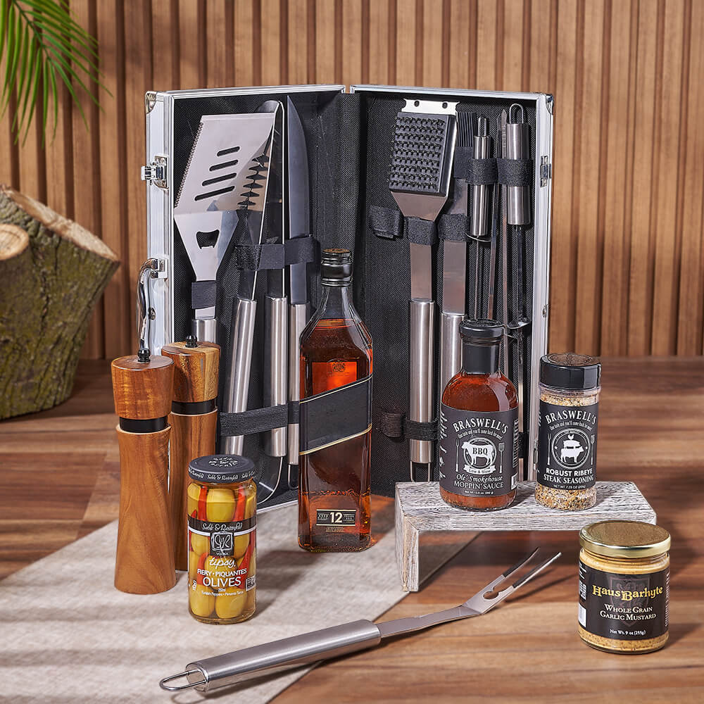 Liquor and BBQ Gift Basket – how the gift is presented