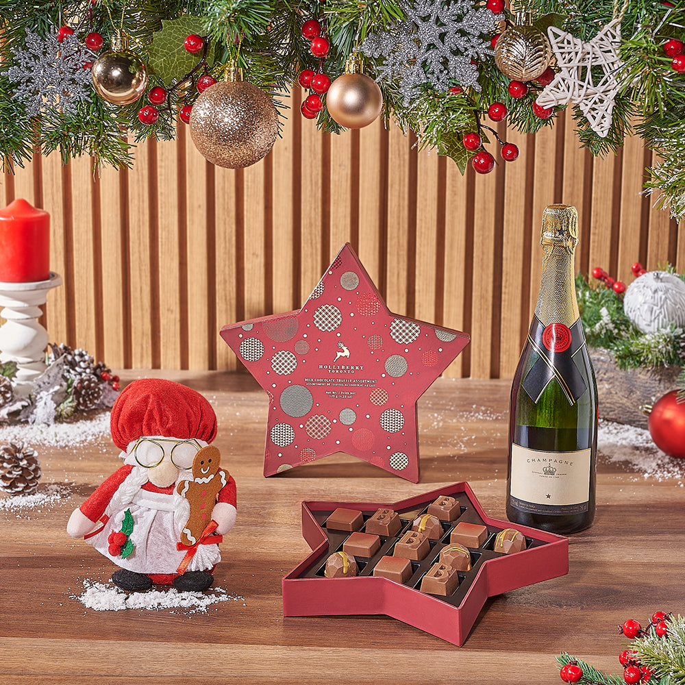 Mrs. Claus Champagne &amp; Chocolate Gift Set, Christmas gift, Christmas, chocolate gift, chocolate, Vancouver delivery