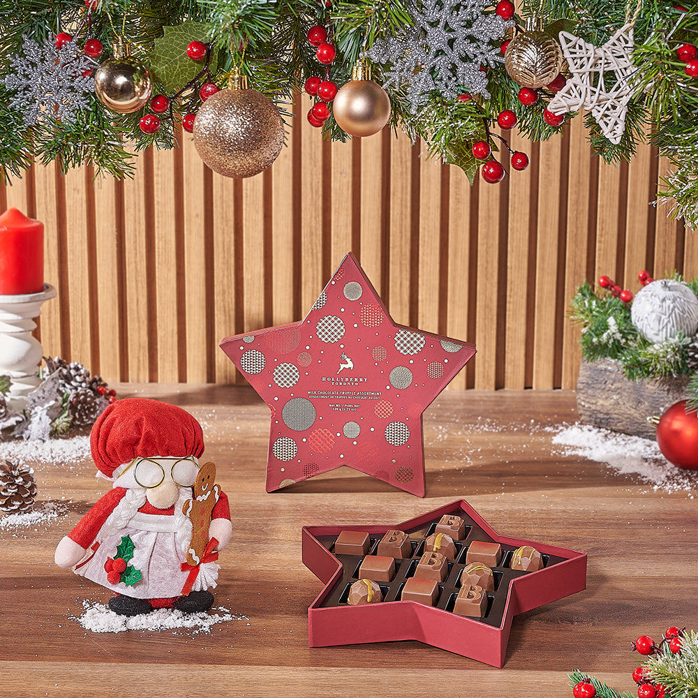 Mrs Claus Plush Chocolate Basket – how the gift is presented