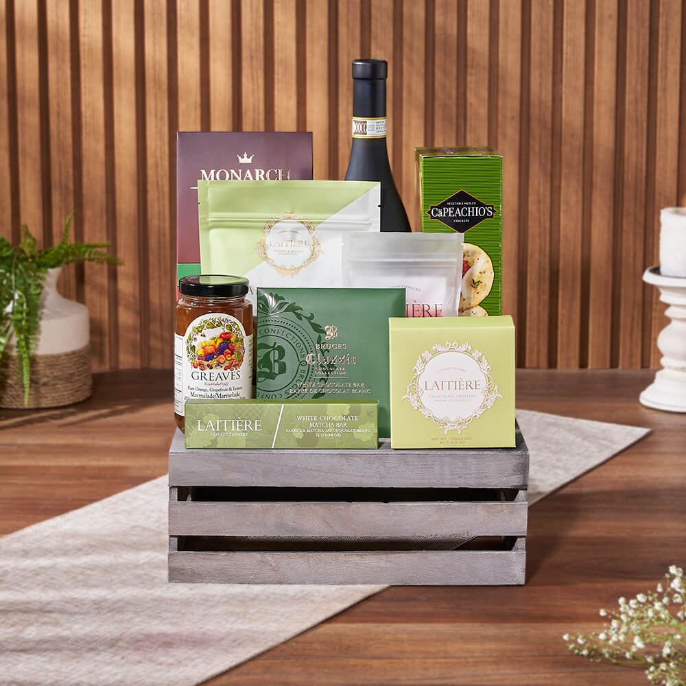 Oakridge Wine &amp; Snack Gift Crate, wine gift, wine, chocolate gift, chocolate, cookie gift, cookie, Vancouver delivery