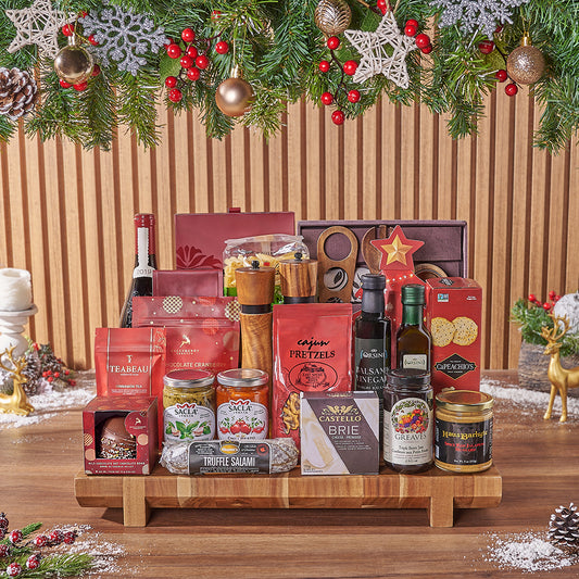 Opulent Christmas Wine & Chocolate Gift Basket, wine gift, wine, chocolate gift, chocolate, cookie gift, cookie, wine gift, wine, christmas gift, christmas, Vancouver delivery