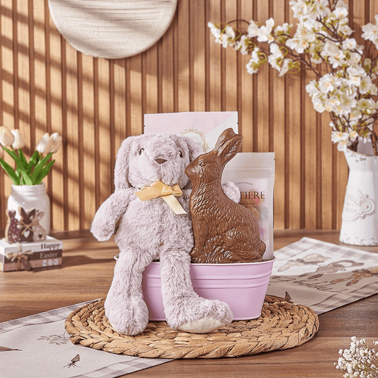 Pink Easter Bunny Gift Basket, chocolate gift, chocolate, easter gift, easter, Vancouver delivery