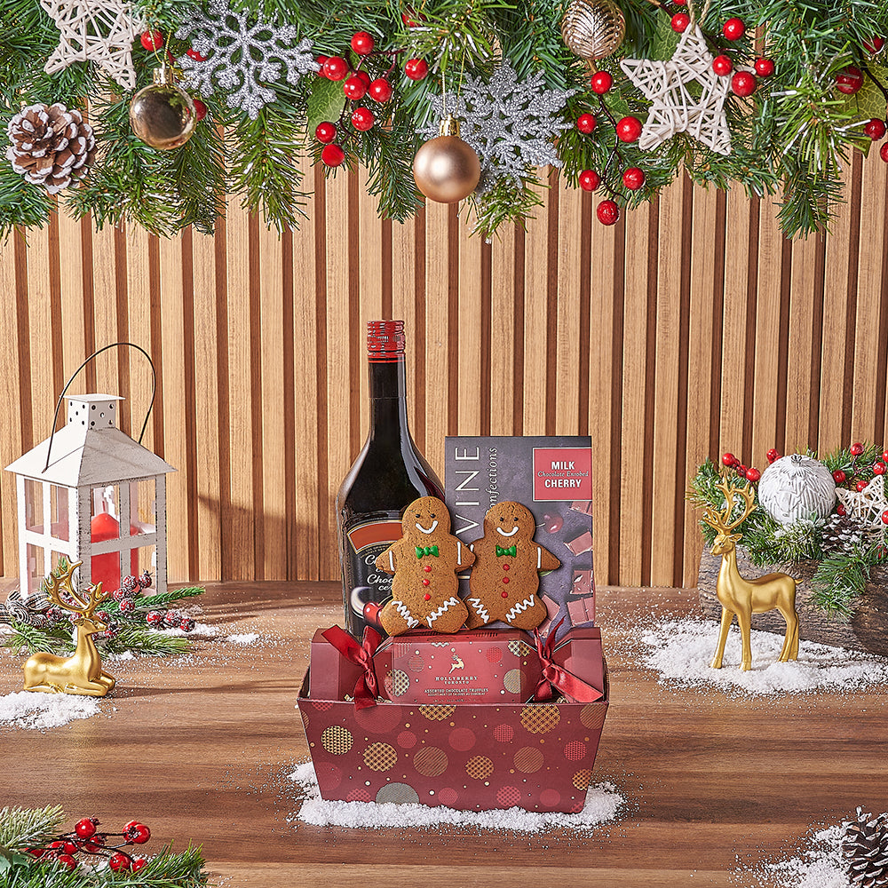 Red Sweets &amp; Spirits Gift Set, liquor gift, liquor, chocolate gift, chocolate, christmas gift, christmas, Vancouver delivery