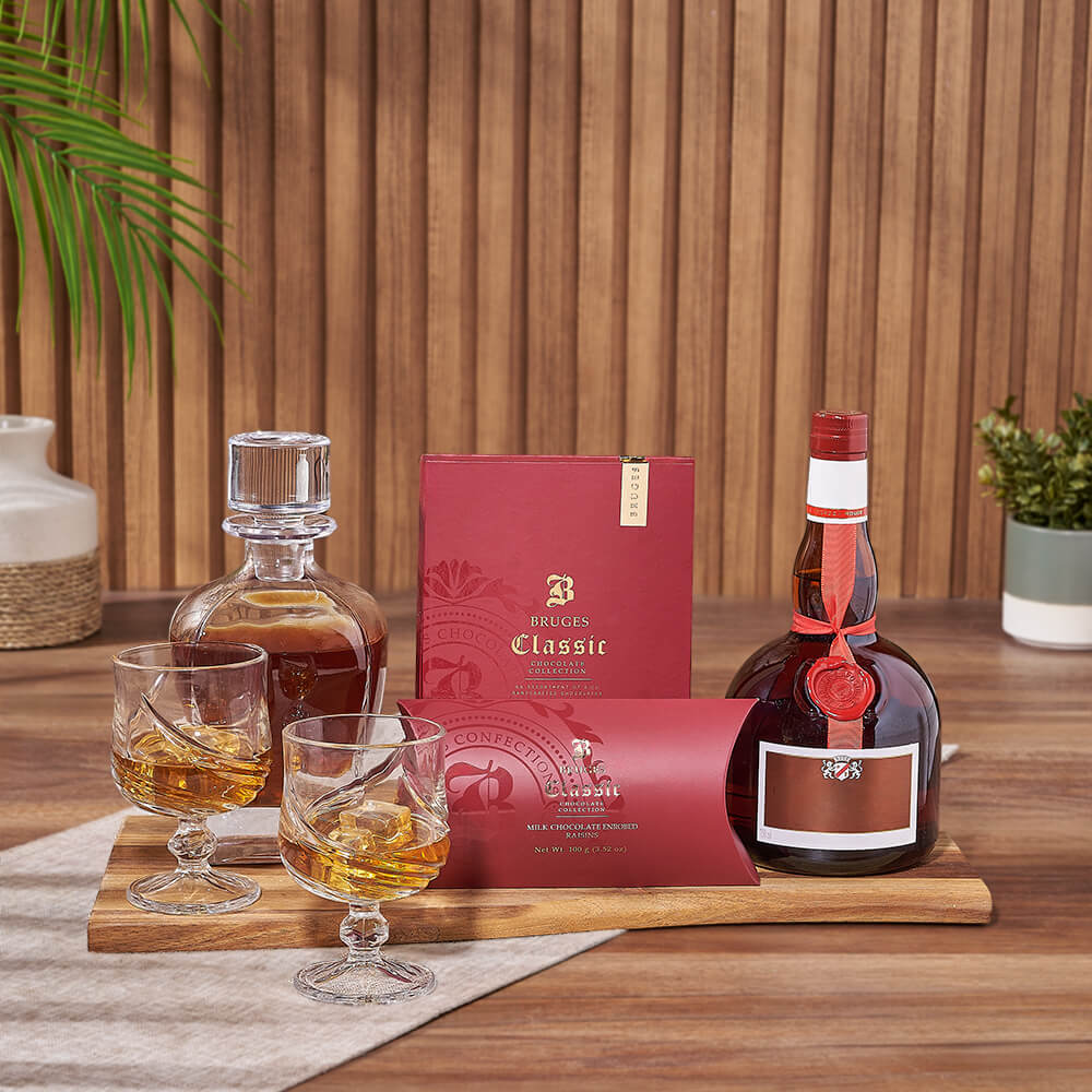 Refined Decanter &amp; Liquor Gift Set, liquor gift, liquor, decanter gift, decanter, chocolate gift, chocolate, Vancouver delivery