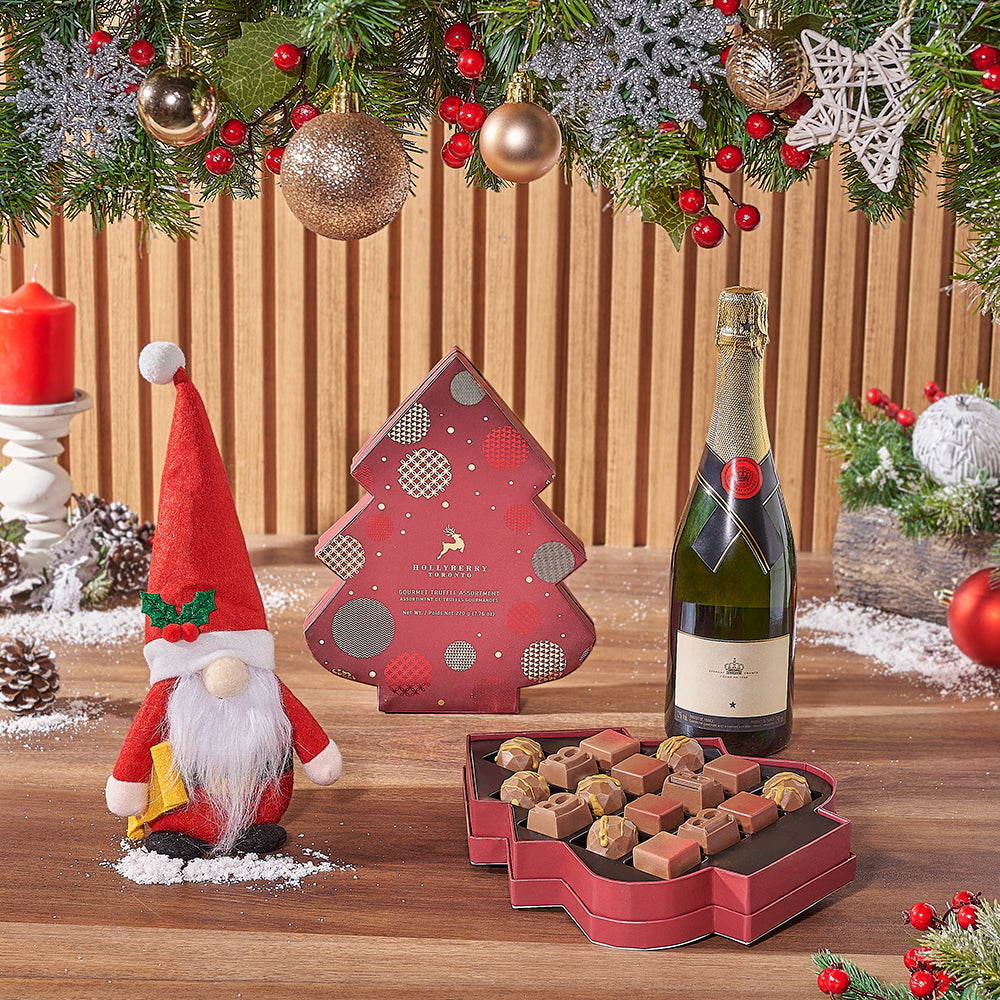 Santa &amp; Gourmet Chocolates with Champagne Gift Set, Christmas gift, Christmas, chocolate gift, chocolate, sparkling wine gift, sparkling wine, Vancouver delivery