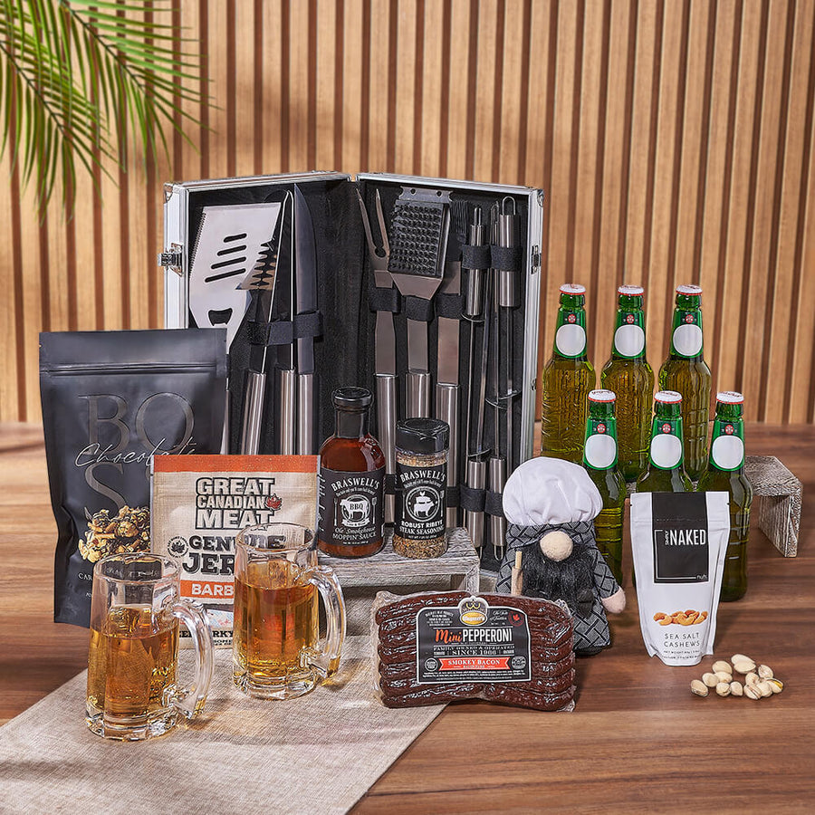 Smokin’ BBQ Grill Gift Set with Beer, grill gift, grill, beer gift, beer, bbq gift, bbq, Vancouver delivery