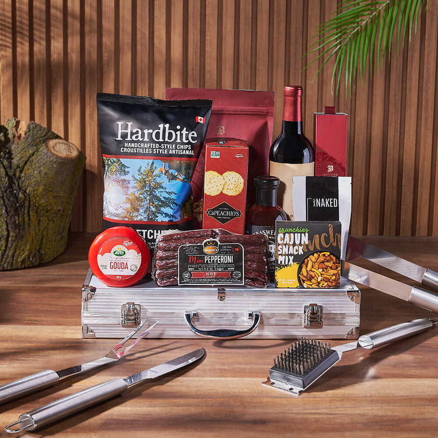 Smokin’ BBQ Grill Gift Set with Wine, wine gift, wine, grilling gift, grilling, charcuterie gift, charcuterie, cheese gift, cheese, Vancouver delivery