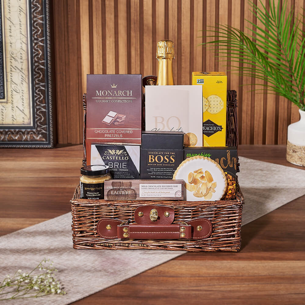Sparkling Wine Snack Basket – how the gift is presented