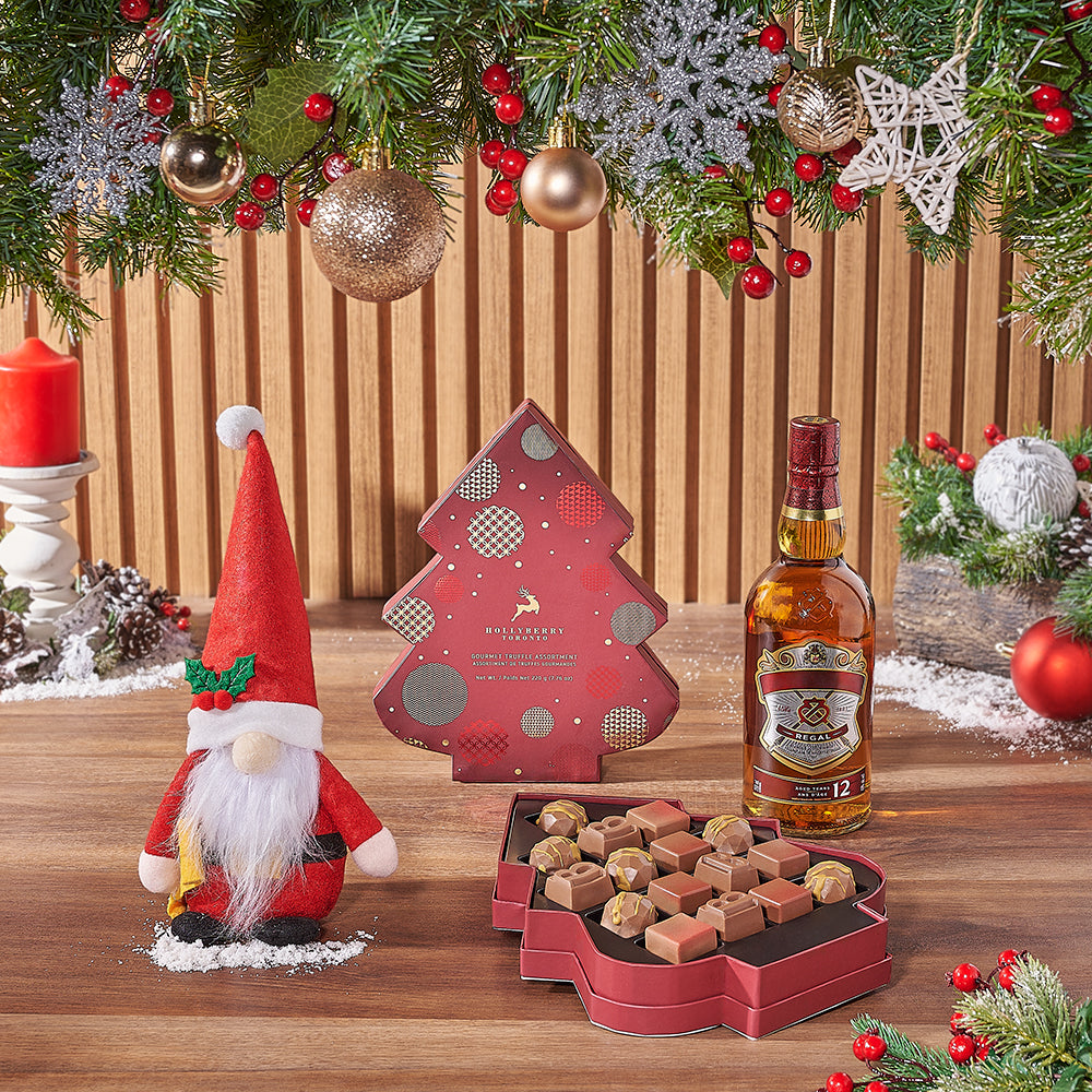 Whiskey and Holiday Chocolate Gift Set – how the gift is presented