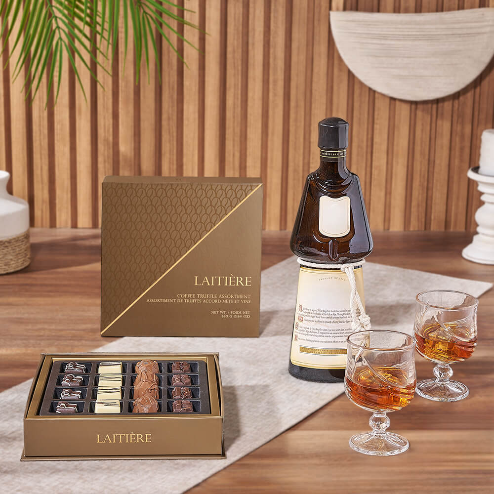 Liquor Gift Set with Coffee Truffles – how the gift is presented