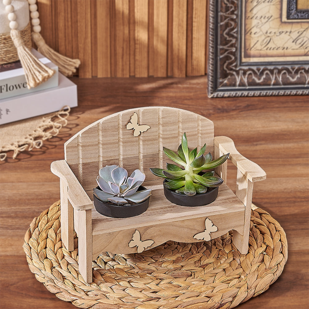 Elegant Wooden Planter Bench with Two Succulent Plants – how the gift is presented