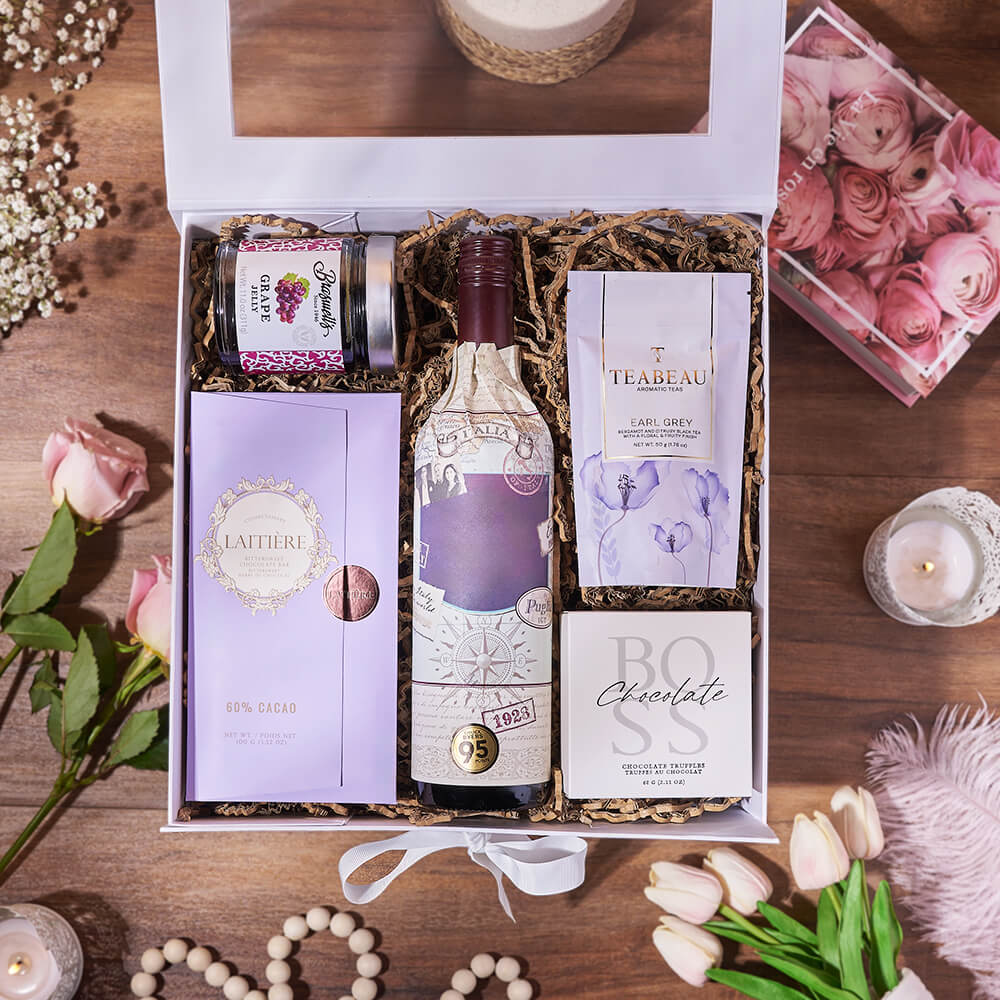 Striking Wine & Chocolate Gift Box, wine gift, wine, chocolate gift, chocolate, tea gift, tea, Vancouver delivery