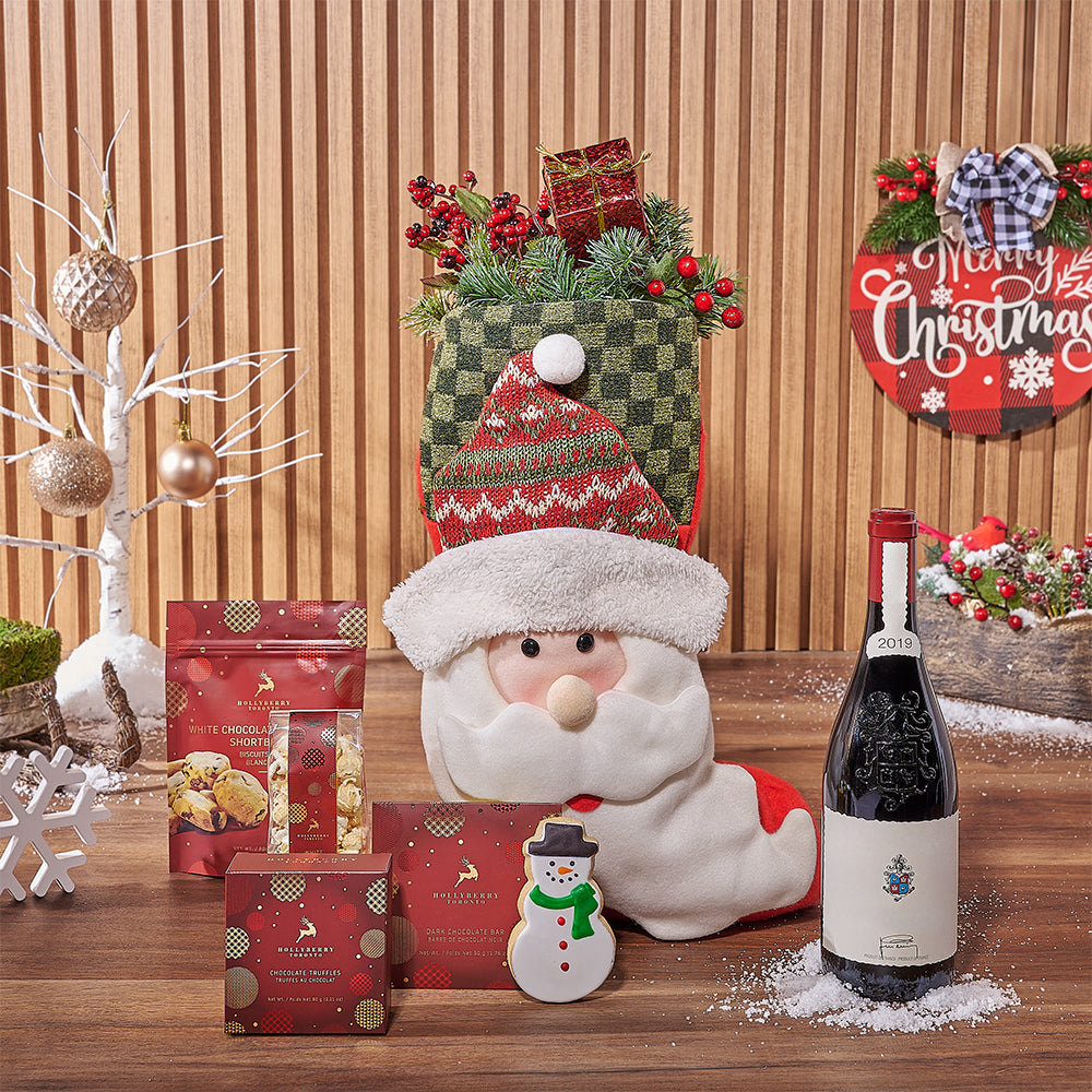 Sweet Stocking &amp; Wine Gift Set, wine gift, wine, chocolate gift, chocolate, Christmas gift, Christmas, Vancouver delivery