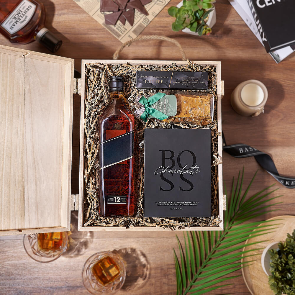 Whiskey Gift Box with Pistachio Brittle – how the gift is presented