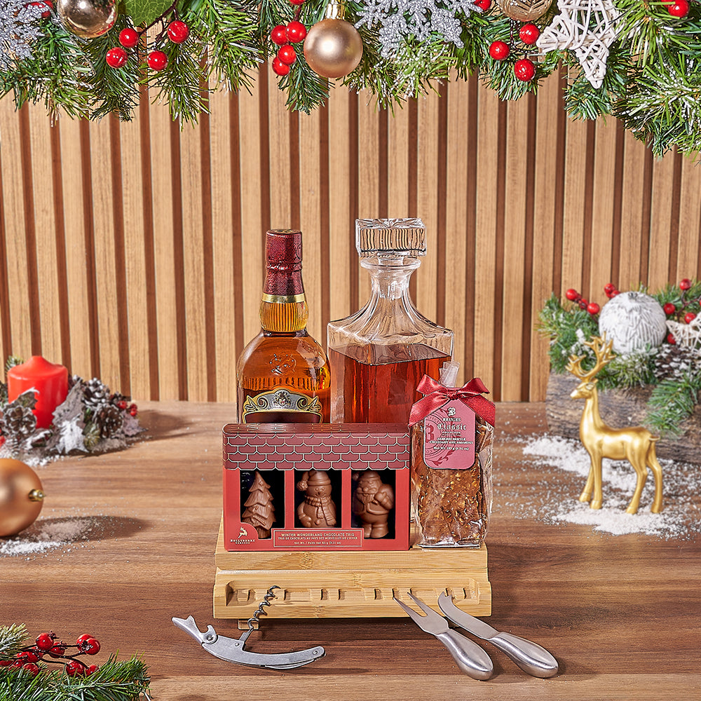 Sweet Treats &amp; Liquor Gift Set, Christmas gift, Christmas, chocolate gift, chocolate, decanter gift, decanter, Vancouver delivery
