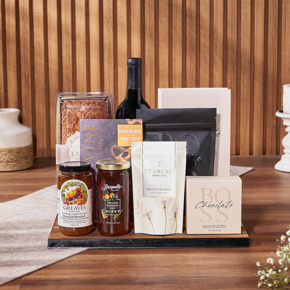 Sweet &amp; Crunchy Wine Gift Set, wine gift, wine, tea gift, tea, Vancouver delivery