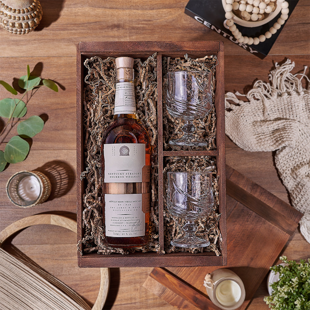 Whiskey Snifter Glasses Gift Basket – how the gift is presented