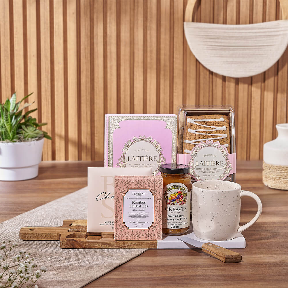 Tea And Snacks Gourmet Gift Basket, tea gift, tea, chocolate gift, chocolate, Vancouver delivery