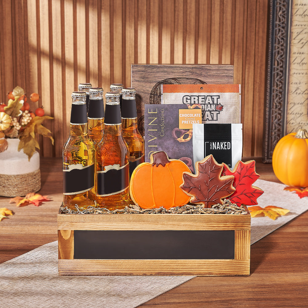 Thanksgiving Beer &amp; Treats Basket, thanksgiving gift, thanksgiving, beer gift, beer, cookie gift, cookie, Vancouver delivery