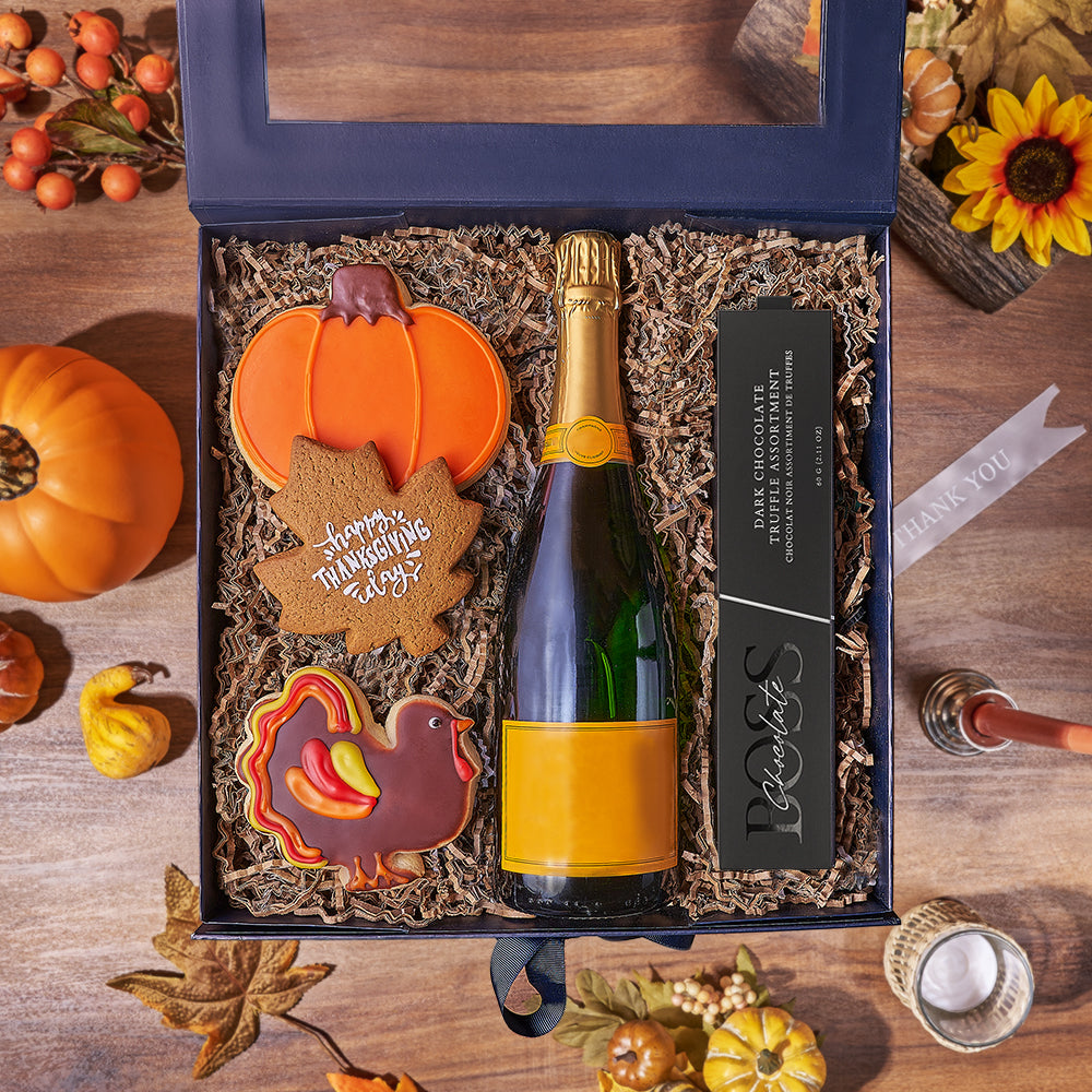 Thanksgiving Champagne &amp; Treat Box, champagne gift, champagne, sparkling wine gift, sparkling wine, cookie gift, cookie, thanksgiving gift, thanksgiving, Vancouver delivery
