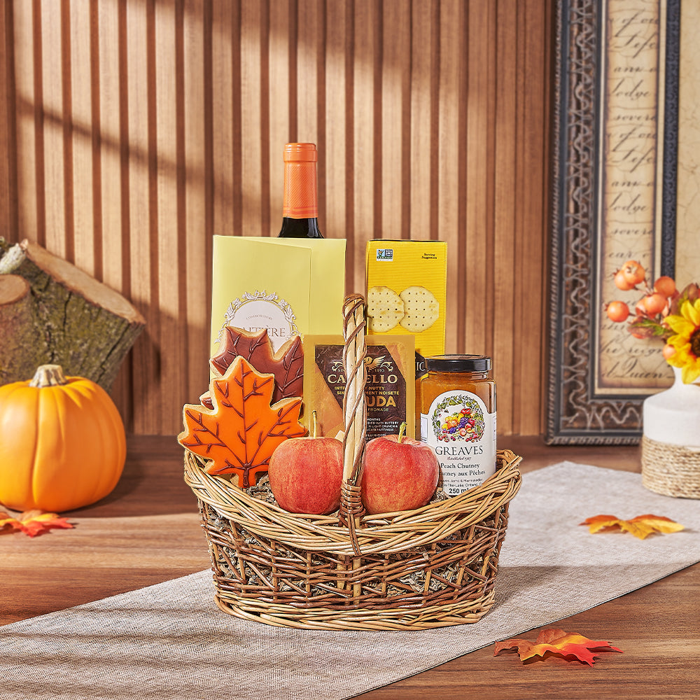 Thanksgiving Fruit &amp; Wine Basket, wine gift, wine, fruit gift, fruit, cookie gift, cookie, thanksgiving gift, thanksgiving, Vancouver delivery