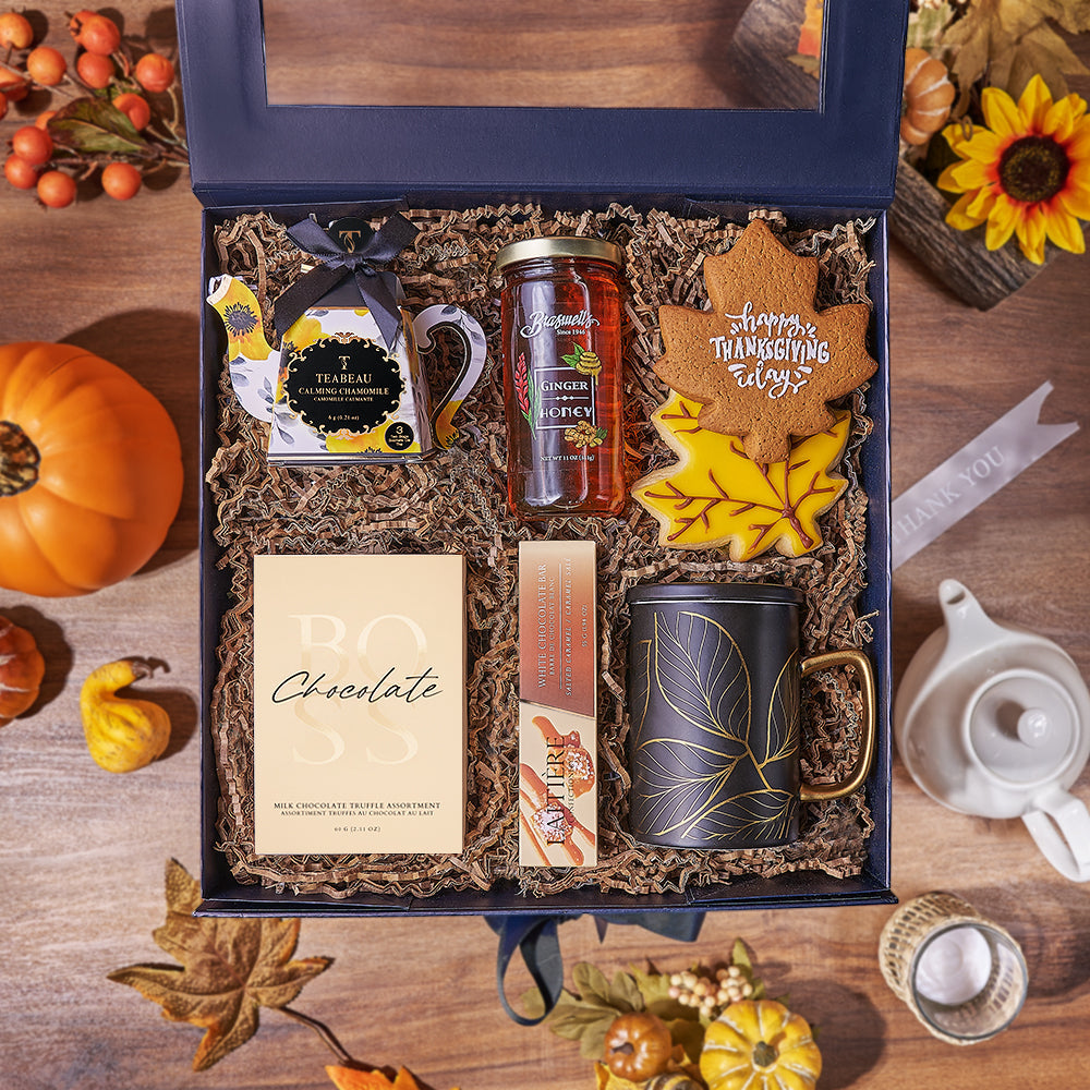 Thanksgiving Tea and Chocolate Gift Box – how the gift is presented