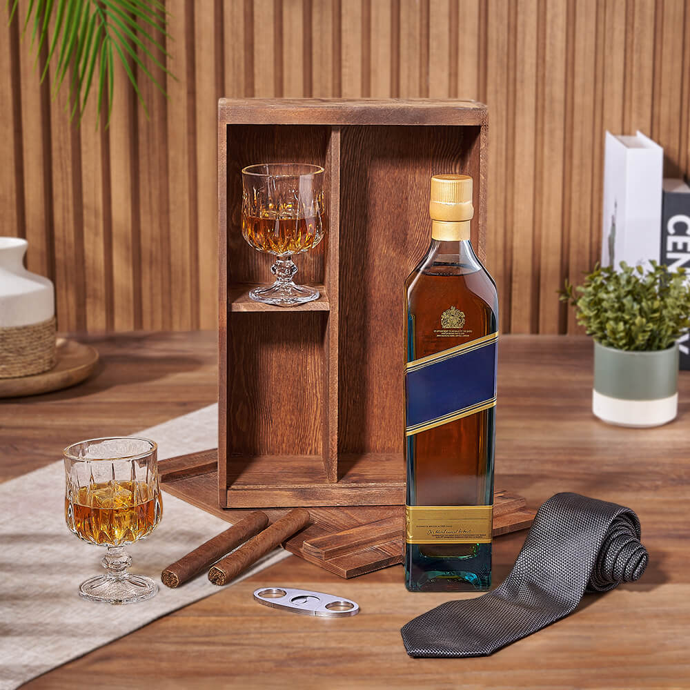 Cigar and Liquor Gift Basket Set – how the gift is presented