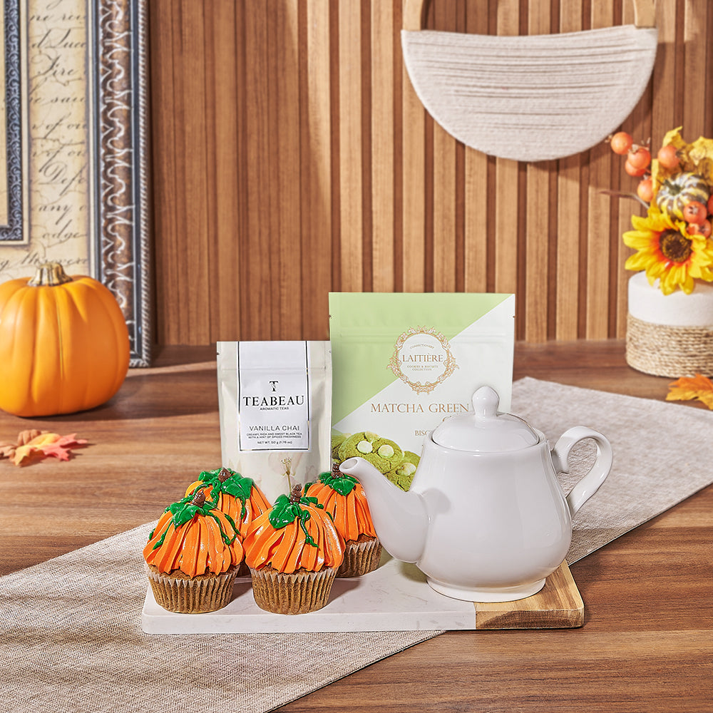 The Great Pumpkin Cupcake &amp; Tea Gift, cupcake gift, cupcake, tea gift, tea, Thanksgiving gift, thanksgiving, Vancouver delivery