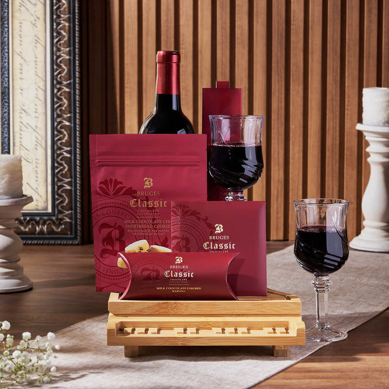 The Sweet Temptations Gourmet Wine Basket, wine gift, wine, chocolate gift, chocolate, cookie gift, cookie, Vancouver delivery