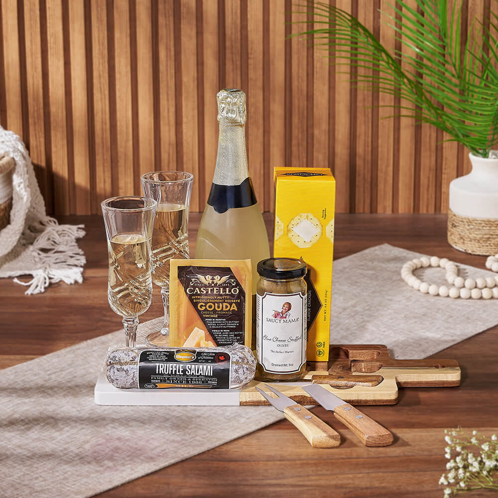 Toast to Meat &amp; Cheese Champagne Basket, champagne gift, champagne, sparkling wine gift, sparkling wine, charcuterie gift, charcuterie, Vancouver delivery