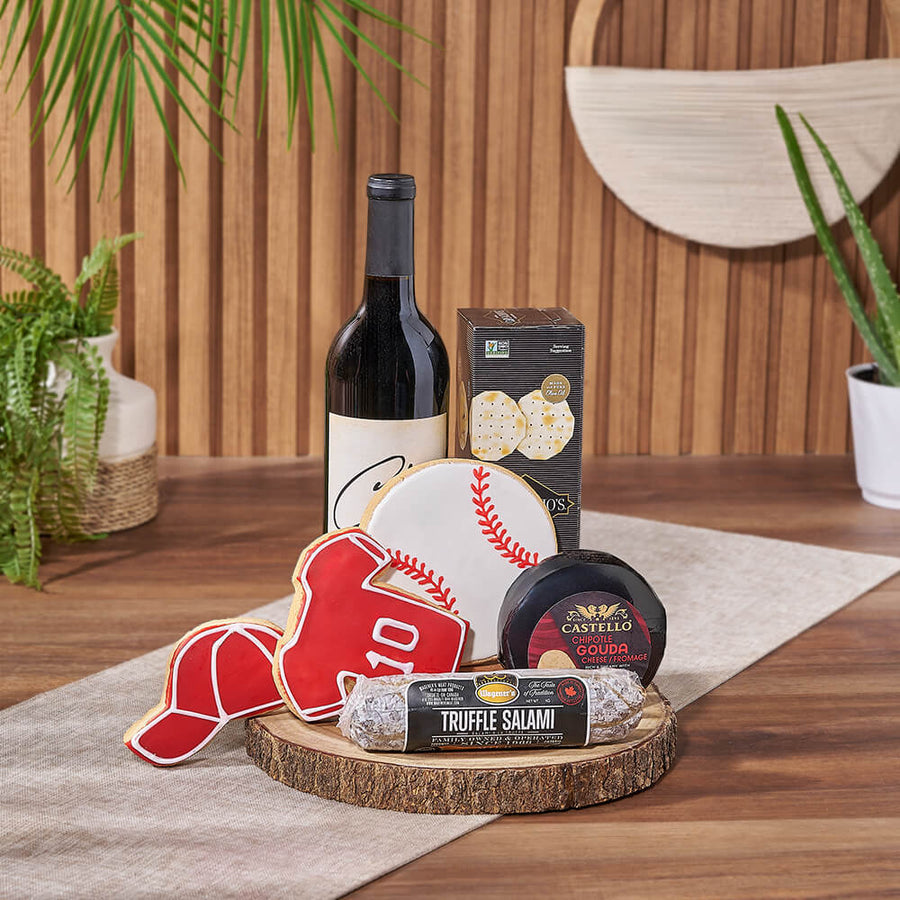 Wine & Baseball Cookie Gift, wine gift, wine, baseball gift, baseball, sports gift, sports, Vancouver delivery