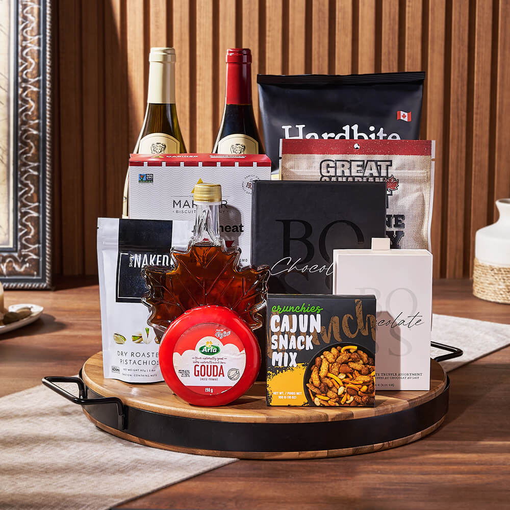 Wine &amp; Cheese Platter Gift Set from Vancouver Baskets - Wine Gift Basket - Vancouver Delivery.