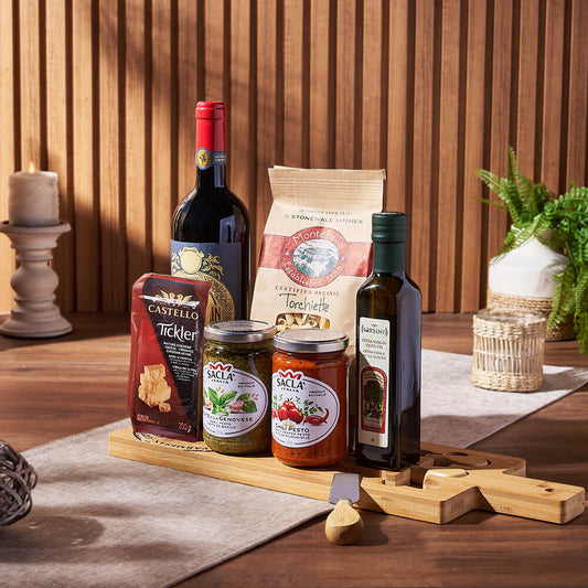 Wine & Pasta Gift Set, wine gift, wine, pasta gift, pasta, gourmet gift, gourmet, cheese gift, cheese, Vancouver delivery