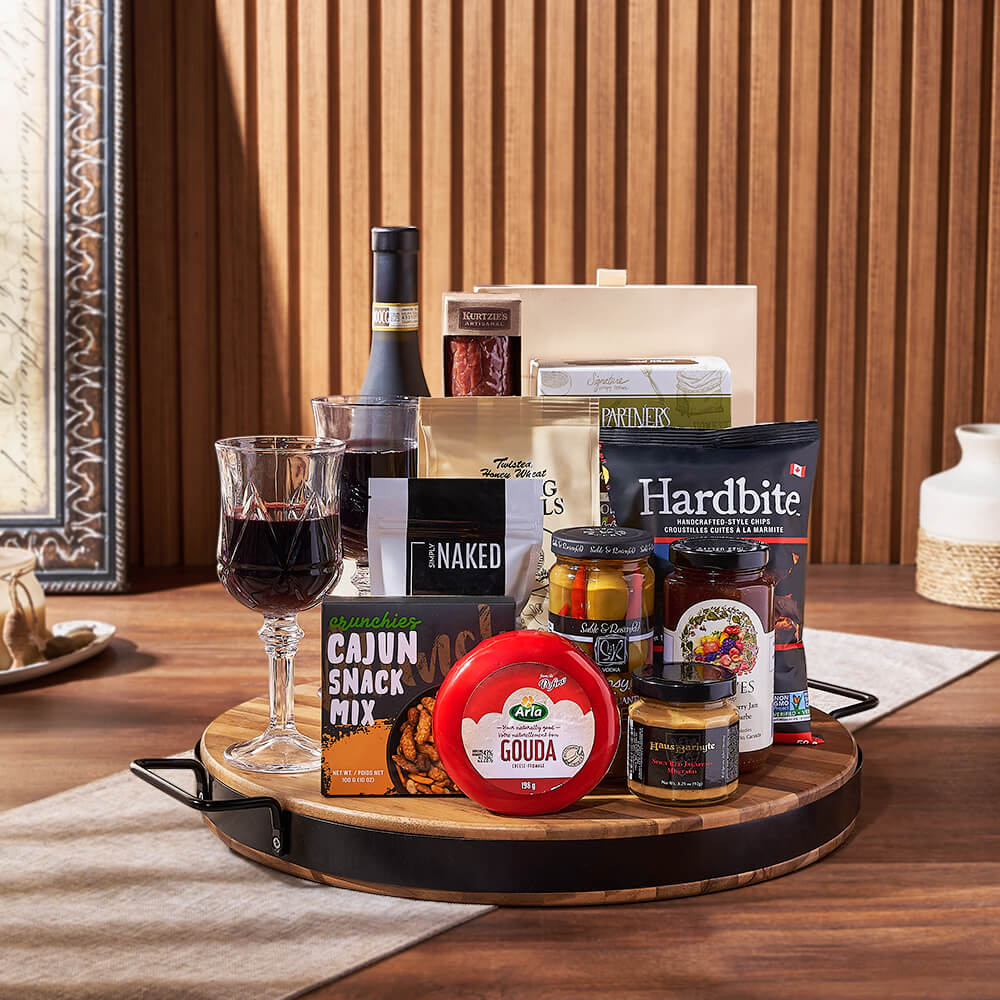 Wish You Success Wine &amp; Goodies Gift Basket, wine gift, wine, charcuterie gift, charcuterie, cheese gift, cheese, Vancouver delivery