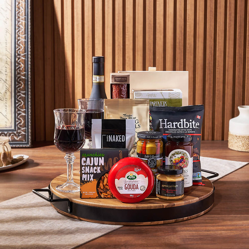 Wish You Success Wine & Goodies Gift Basket, wine gift, wine, charcuterie gift, charcuterie, cheese gift, cheese, Vancouver delivery