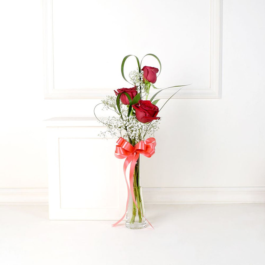 3 Rose Bouquet with Vase - Vancouver Baskets - Vancouver Delivery