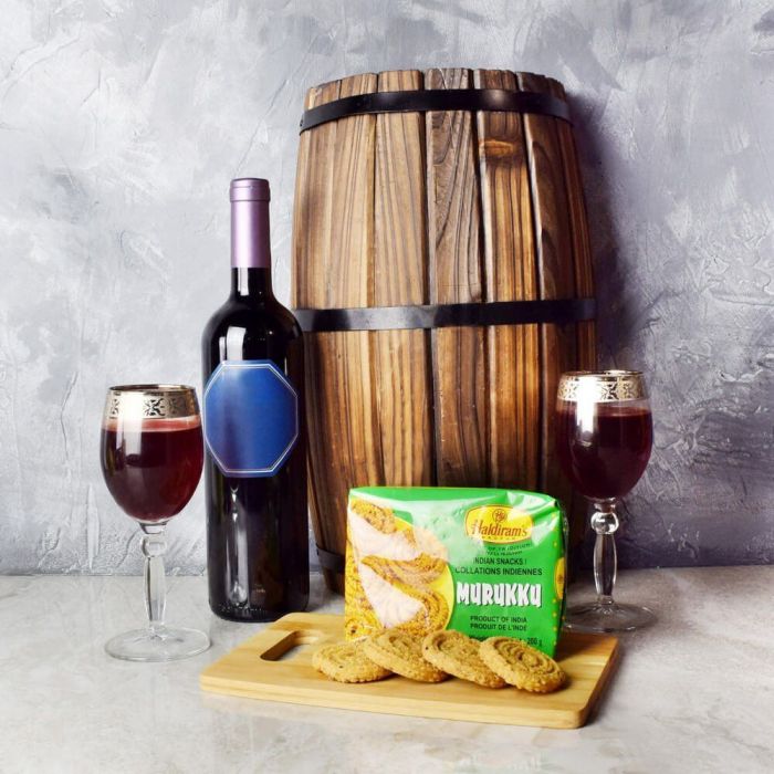 Sparkling Wine and Diwali Treat Basket – how the gift is presented