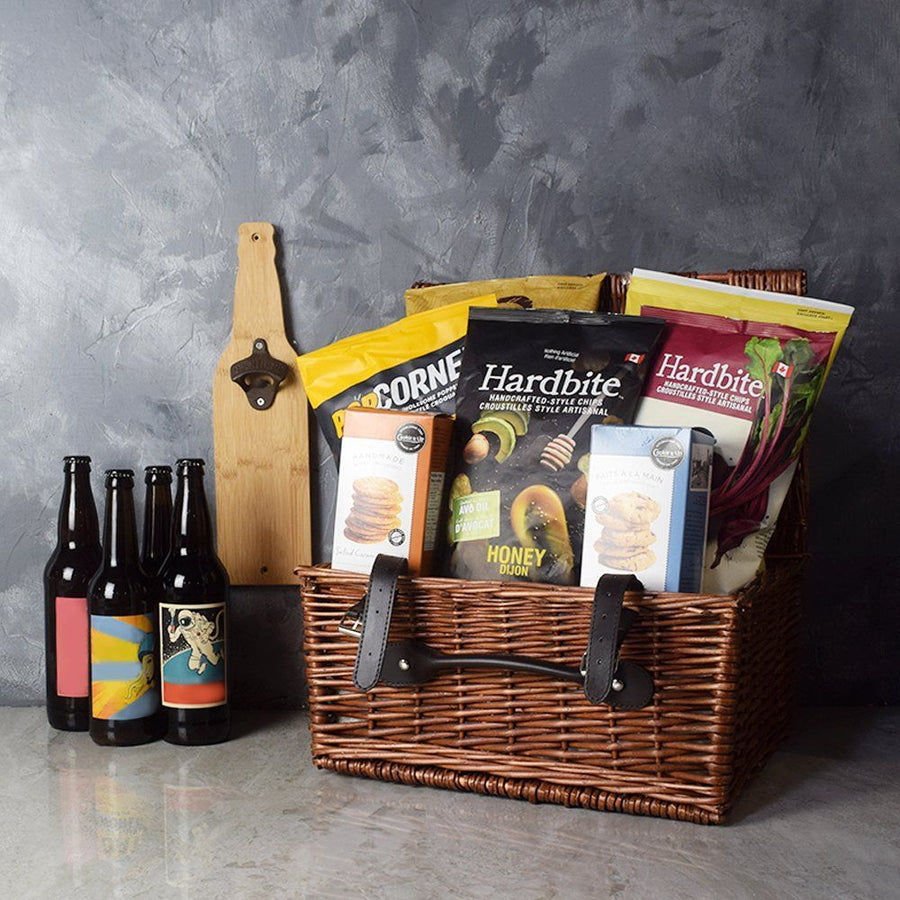 The Game Day Craft Beer Basket is a delicious collection of items sure to please anyone who appreciates a good craft beer from Vancouver Baskets - Vancouver Delivery
