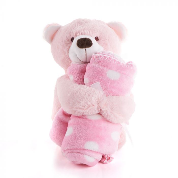 Pink Hugging Blanket Bear from Vancouver Baskets - Plush Gift - Vancouver Delivery.