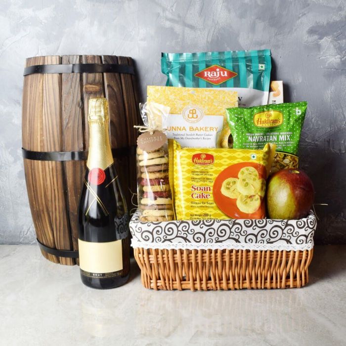 Diwali Champagne Gift Basket – how the gift is presented