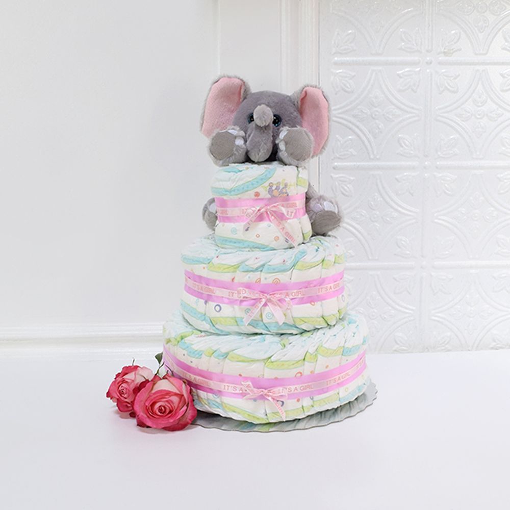 Baby Shower 3-Tier Diaper Cake – how the gift is presented
