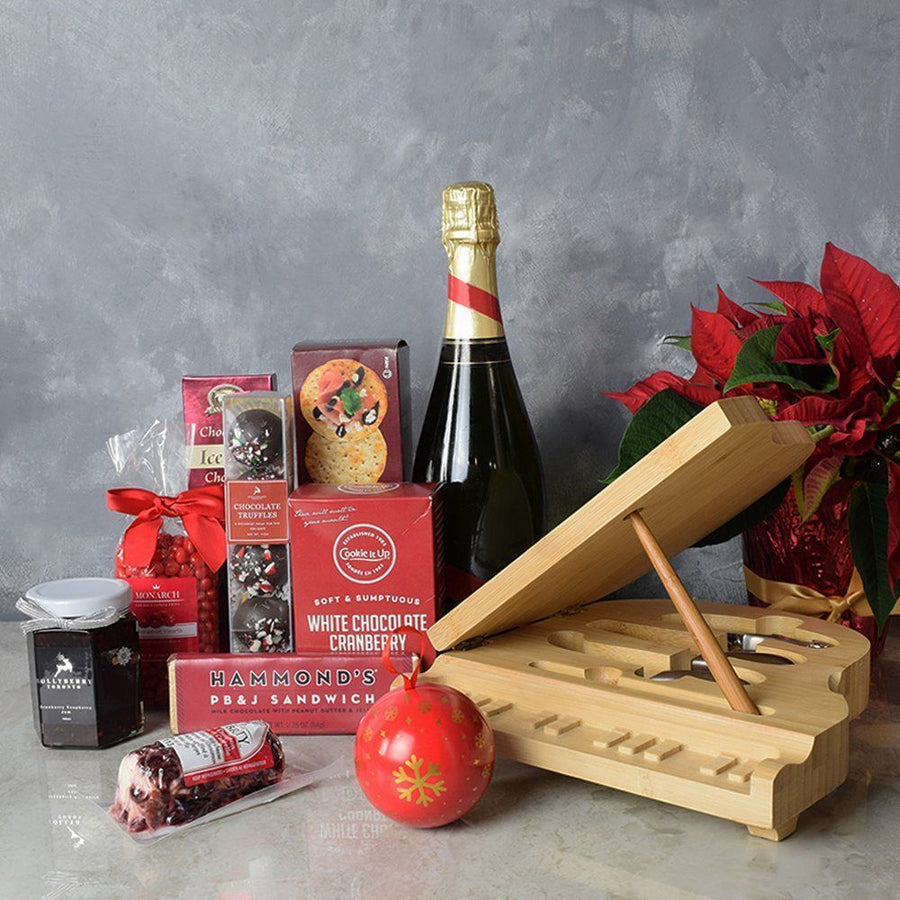Yuletide Champagne & Snack Basket from Vancouver Baskets - Champagne Gift Set - Vancouver Delivery.