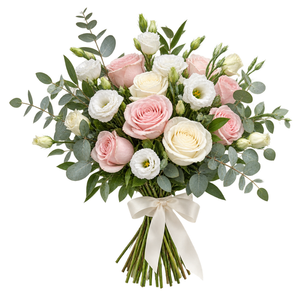 Hand-tied bouquet — flowers gift direction, illustrative; contents vary