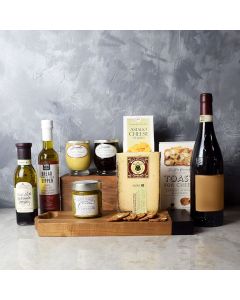 Delicious Snacks & Wine Gift Basket, wine gift basket, gourmet gift basket

