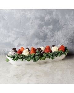 Dovercourt Chocolate Dipped Strawberry Boat, gourmet gift baskets, gift baskets, Valentine's Day gift baskets
