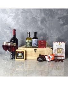 Deluxe Wine & Cheese Snack Crate, food Gift Baskets, wine gift baskets, cheese gift baskets
